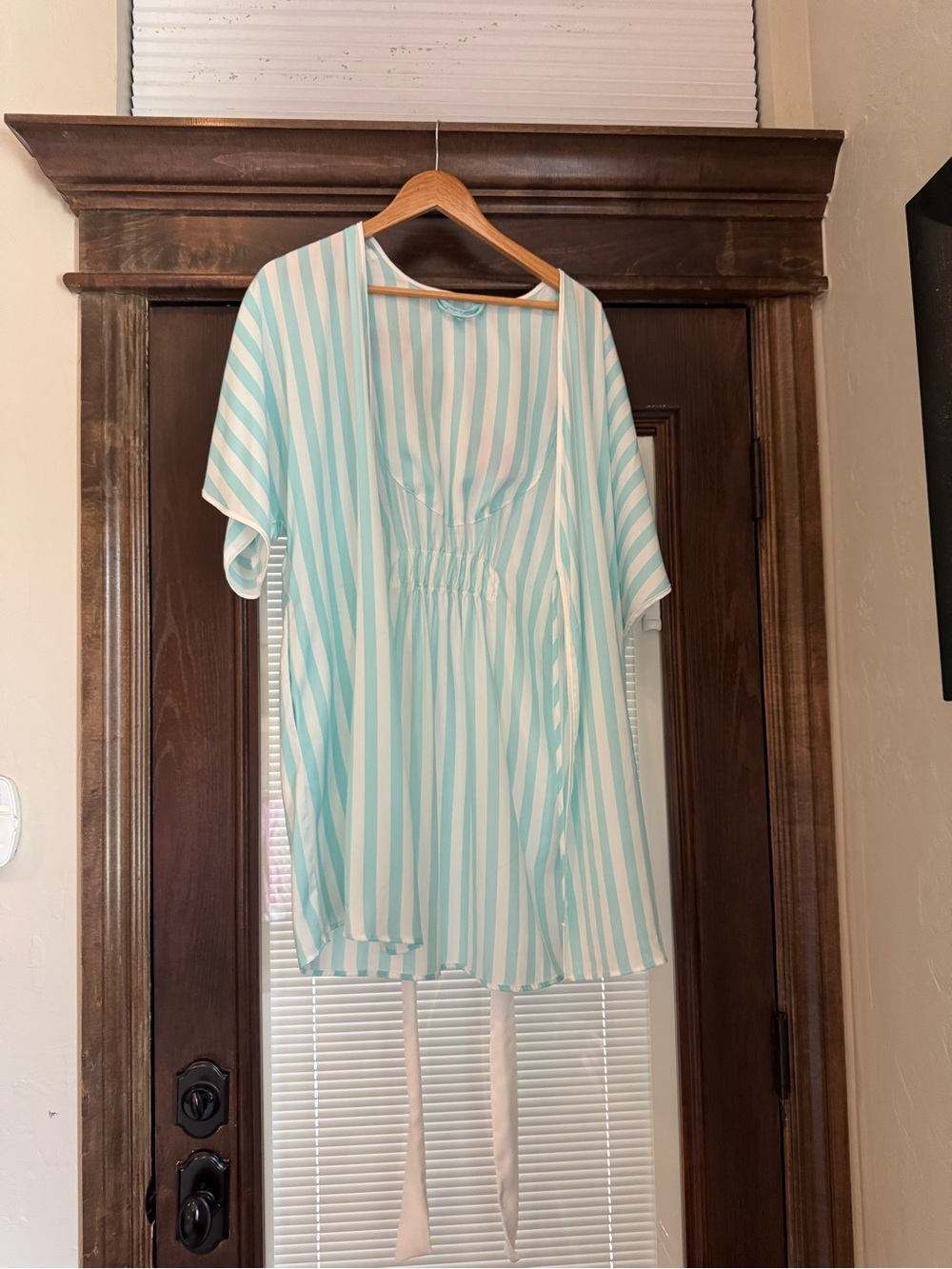 Betsey Johnson Mint and White Striped Robe
